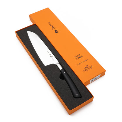 【特別価格】No.224　 木屋サバティエ三徳包丁（鎌型包丁）　165mm　ステンレス全身鍛造